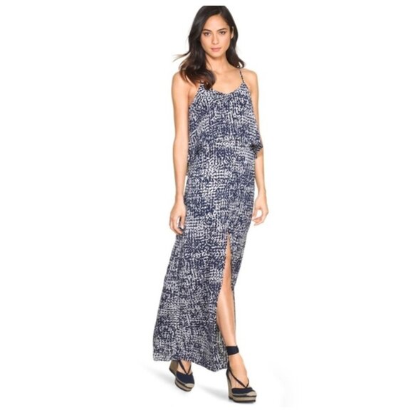 White House Black Market Dresses & Skirts - White House Black Market Navy Blue Spaghetti Strap Flounce Maxi Dress